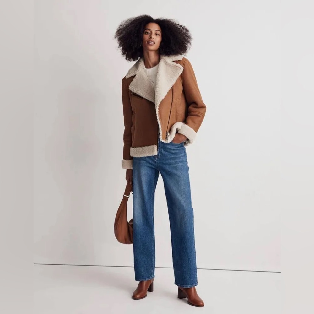 Madewell Women's Oversized Shearling Motorcycle jacket